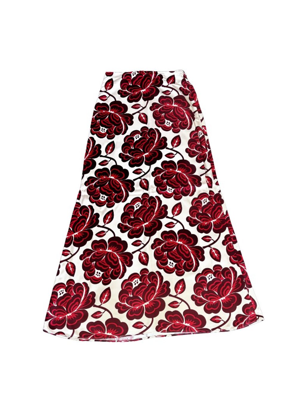 Bold Red Floral Maxi Skirt